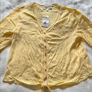 Hippie Rose Light Yellow Tie-Front Blouse